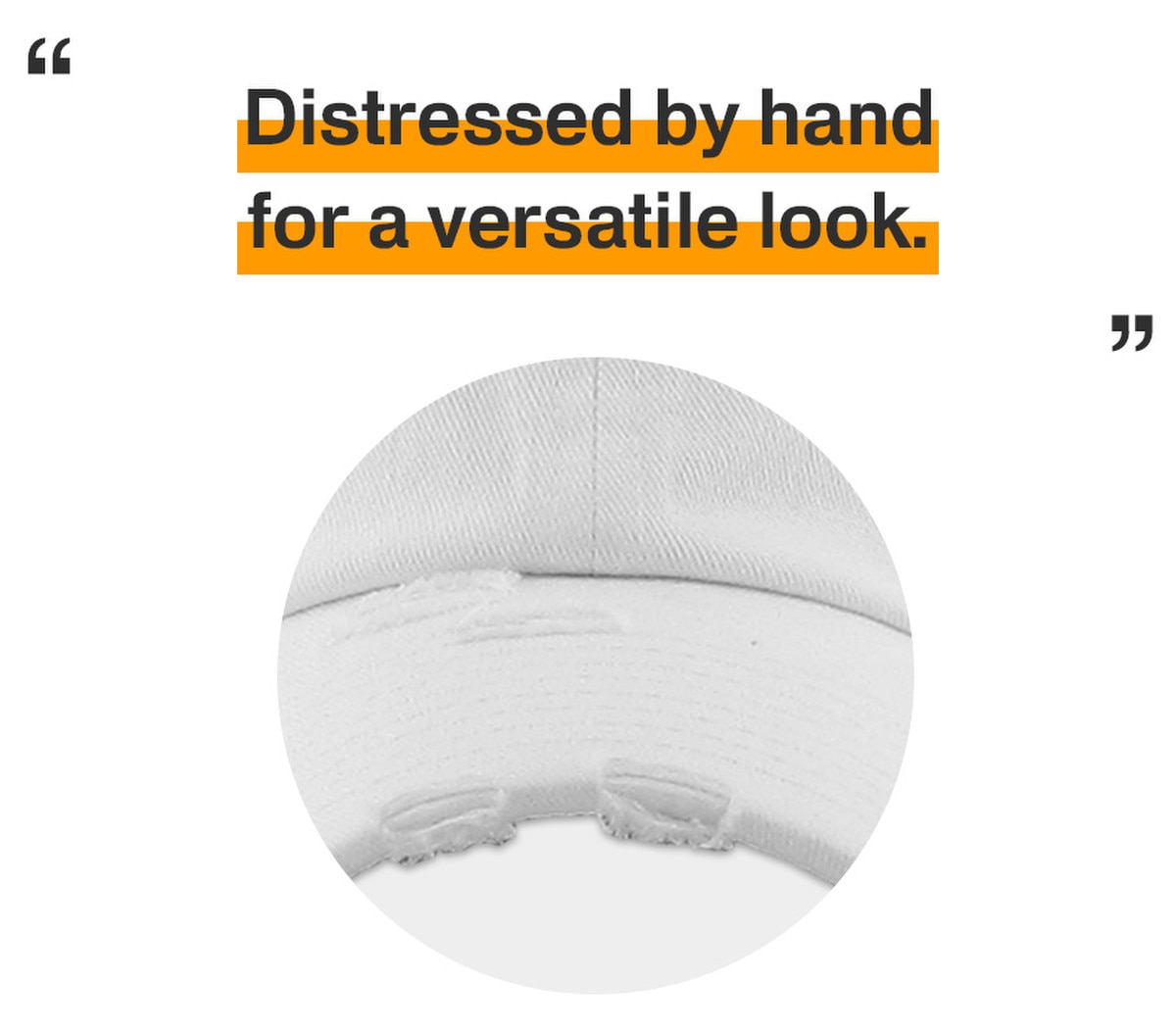 White Distressed Vintage Baseball Cap Front View